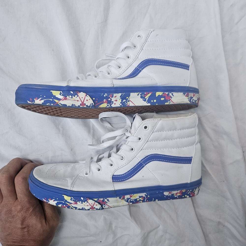 Vans Boys SK8 Hi Paint Shoes Sz 7 Juniors Youth Sneakers White 23.5 cm